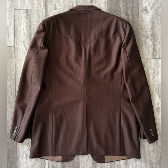 Vintage Prestige Western Suit Jacket & Vest 2pc Mens 46R Cowboy Rockabilly Brown - Picture 5 of 16
